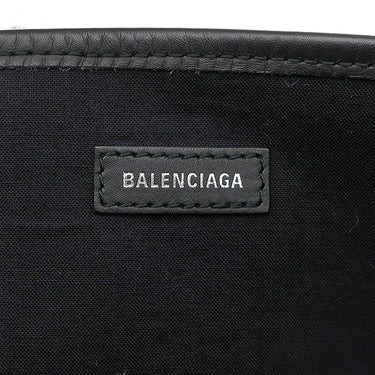 バレンシアガ BALENCIAGA ネイビーカバス M 339936 ナチュラル×ブラック キャンバス レザー トートバッグ アイボリー 黒