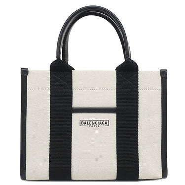 バレンシアガ BALENCIAGA ハードウェア XS 693662 ナチュラル×ブラック キャンバス レザー 2WAYバッグ ゴールド金具 黒 オフホワイト ハンドバッグ ショルダー
