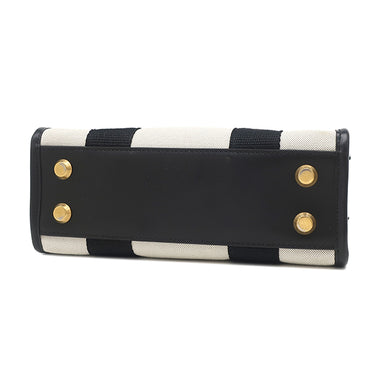 バレンシアガ BALENCIAGA ハードウェア XS 693662 ナチュラル×ブラック キャンバス レザー 2WAYバッグ ゴールド金具 黒 オフホワイト ハンドバッグ ショルダー