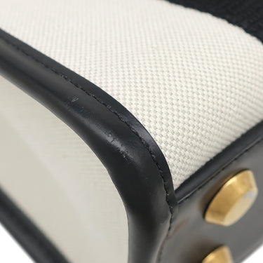 バレンシアガ BALENCIAGA ハードウェア XS 693662 ナチュラル×ブラック キャンバス レザー 2WAYバッグ ゴールド金具 黒 オフホワイト ハンドバッグ ショルダー