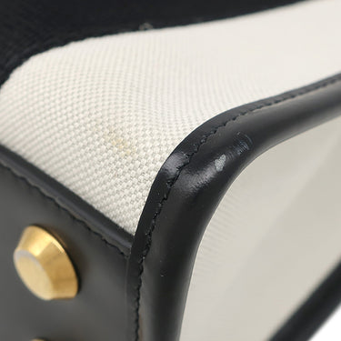 バレンシアガ BALENCIAGA ハードウェア XS 693662 ナチュラル×ブラック キャンバス レザー 2WAYバッグ ゴールド金具 黒 オフホワイト ハンドバッグ ショルダー