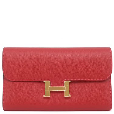 エルメス HERMES コンスタンス ロング ルージュカザック ヴォーエプソン 長財布 ゴールド金具 赤 二つ折り財布