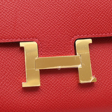 エルメス HERMES コンスタンス ロング ルージュカザック ヴォーエプソン 長財布 ゴールド金具 赤 二つ折り財布