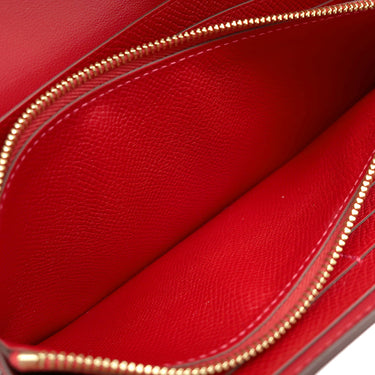 エルメス HERMES コンスタンス ロング ルージュカザック ヴォーエプソン 長財布 ゴールド金具 赤 二つ折り財布