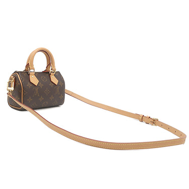 ルイヴィトン LOUIS VUITTON ナノ スピーディ M81085 モノグラム モノグラムキャンバス 2WAYバッグ ゴールド金具 ミニスピーディ ショルダーバッグ ハンドバッグ 茶