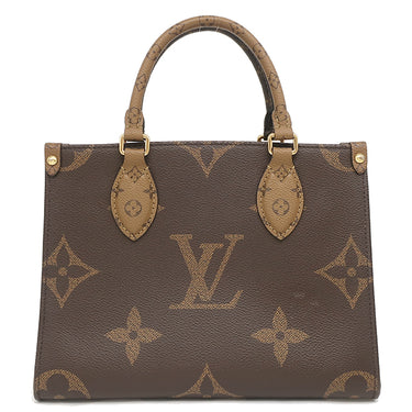 ルイヴィトン LOUIS VUITTON オンザゴー PM M46373 モノグラム×モノグラムリバース モノグラムキャンバス モノグラムリバースキャンバス ハンドバッグ ゴールド金具 茶 コインケース付き ショルダーストラップ欠品