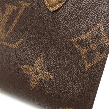 ルイヴィトン LOUIS VUITTON オンザゴー PM M46373 モノグラム×モノグラムリバース モノグラムキャンバス モノグラムリバースキャンバス ハンドバッグ ゴールド金具 茶 コインケース付き ショルダーストラップ欠品