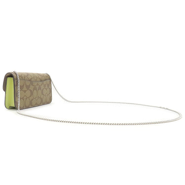 コーチ COACH シグネチャー モーガン クロスボディ CK438 SVUFH カーキ×ペールライム スムースレザー シグネチャーコーテッドキャンバス ショルダーバッグ シルバー金具 チェーンショルダー