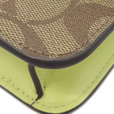 コーチ COACH シグネチャー モーガン クロスボディ CK438 SVUFH カーキ×ペールライム スムースレザー シグネチャーコーテッドキャンバス ショルダーバッグ シルバー金具 チェーンショルダー