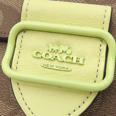コーチ COACH シグネチャー モーガン クロスボディ CK438 SVUFH カーキ×ペールライム スムースレザー シグネチャーコーテッドキャンバス ショルダーバッグ シルバー金具 チェーンショルダー