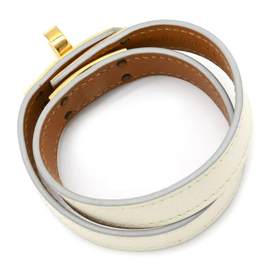 エルメス HERMES ケリードゥブルトゥール ホワイト ヴォースイフト GP T2 ブレスレット ゴールド金具 白 2重 2連 レザーブレス