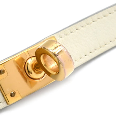 エルメス HERMES ケリードゥブルトゥール ホワイト ヴォースイフト GP T2 ブレスレット ゴールド金具 白 2重 2連 レザーブレス