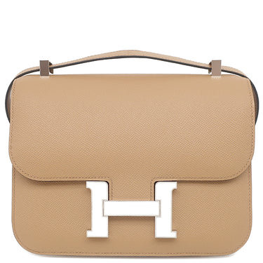 エルメス HERMES コンスタンス 24 ミロワール チャイ ヴォーエプソン ショルダーバッグ シルバー金具 茶 ホワイトラッカー