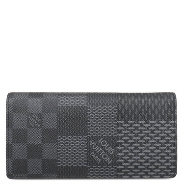 ルイヴィトン LOUIS VUITTON ポルトフォイユ ブラザ NM N60436 ダミエ グラフィット 3D ダミエグラフィットキャンバス ダミエグラフィット3Dキャンバス 長財布 シルバー金具 黒 紺 グレー 二つ折り