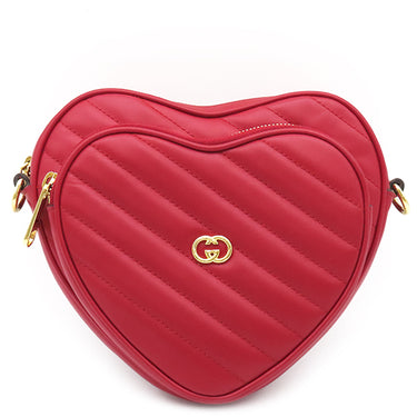 グッチ GUCCI ハート ショルダー 751628 レッド レザー ショルダーバッグ ゴールド金具 赤