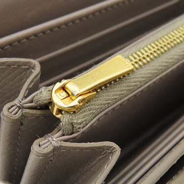セリーヌ CELINE ラージフラップ ウォレット 10B563BEL Pebble カーフ 二つ折り財布 ゴールド金具 グレージュ