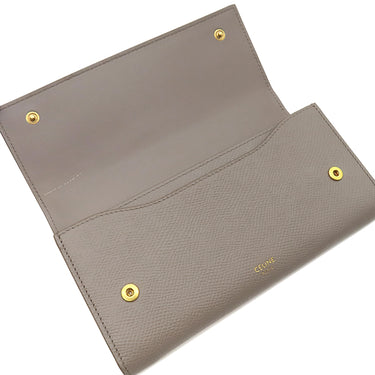 セリーヌ CELINE ラージフラップ ウォレット 10B563BEL Pebble カーフ 二つ折り財布 ゴールド金具 グレージュ