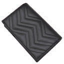 グッチ GUCCI ダブルG カードケースウォレット 781583 DTDHT 1000 ブラック レザー キルティングレザー 二つ折り財布 ゴールド金具 コンパクト シェブロン