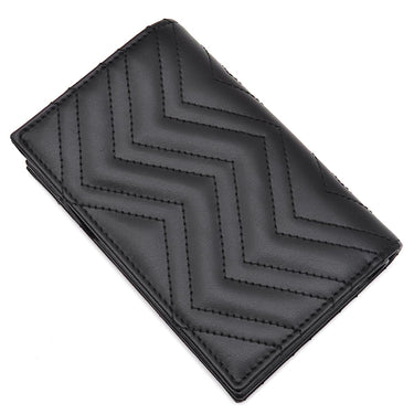グッチ GUCCI ダブルG カードケースウォレット 781583 DTDHT 1000 ブラック レザー キルティングレザー 二つ折り財布 ゴールド金具 コンパクト シェブロン