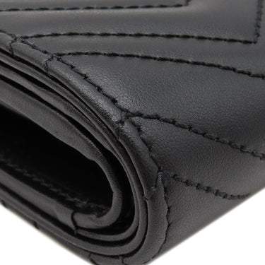 グッチ GUCCI ダブルG カードケースウォレット 781583 DTDHT 1000 ブラック レザー キルティングレザー 二つ折り財布 ゴールド金具 コンパクト シェブロン
