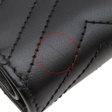 グッチ GUCCI ダブルG カードケースウォレット 781583 DTDHT 1000 ブラック レザー キルティングレザー 二つ折り財布 ゴールド金具 コンパクト シェブロン