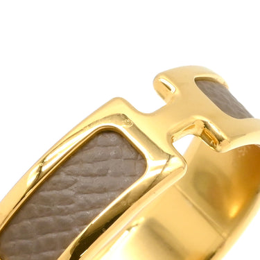 エルメス HERMES オランプ エトゥープＸゴールド ヴォーエプソン GP ピアス フープピアス