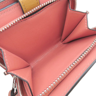 ロエベ LOEWE バーティカル ウォレット ミディアム C660S87X01 ライトオート×ハニー カーフ 二つ折り財布 シルバー金具 茶 ピンク アナグラム コンパクトウォレット