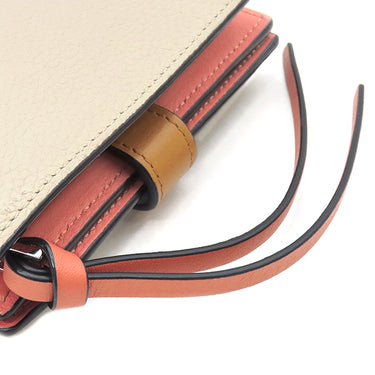 ロエベ LOEWE バーティカル ウォレット ミディアム C660S87X01 ライトオート×ハニー カーフ 二つ折り財布 シルバー金具 茶 ピンク アナグラム コンパクトウォレット