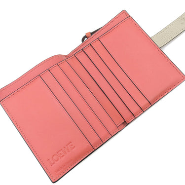 ロエベ LOEWE バーティカル ウォレット ミディアム C660S87X01 ライトオート×ハニー カーフ 二つ折り財布 シルバー金具 茶 ピンク アナグラム コンパクトウォレット