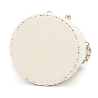 シャネル CHANEL マトラッセ ミニバケット チェーンショルダー ホワイト レザー ショルダーバッグ シャンパンゴールド金具 白 巾着バッグ