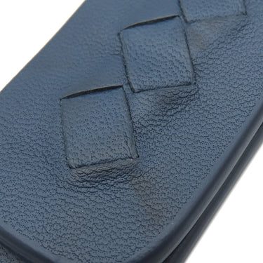 ボッテガヴェネタ BOTTEGA VENETA イントレチャート ネイビー レザー マネークリップ 札ばさみ 革小物 紺