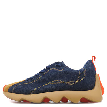 エルメス HERMES アンヴォル H221895Z ネイビー×ブラウン×オレンジ デニム スウェード #40 スニーカー デニム 紺 茶 Envol