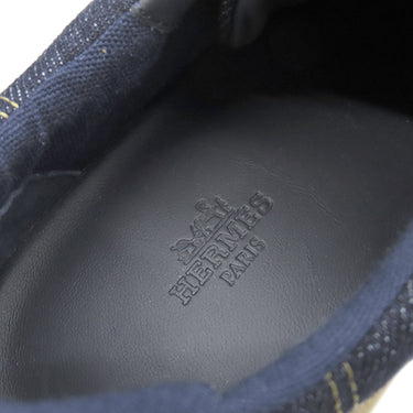 エルメス HERMES アンヴォル H221895Z ネイビー×ブラウン×オレンジ デニム スウェード #40 スニーカー デニム 紺 茶 Envol