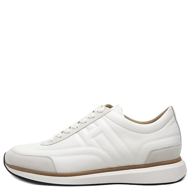 エルメス HERMES イージー EASY H221901Z ホワイト カーフ シェーブルベロア #40 スニーカー 白 茶 レザー 新品 未使用 ソルド品