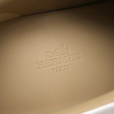 エルメス HERMES イージー EASY H221901Z ホワイト カーフ シェーブルベロア #40 スニーカー 白 茶 レザー 新品 未使用 ソルド品