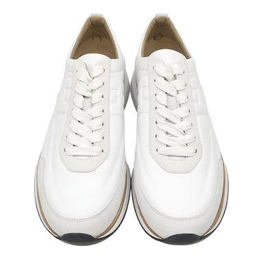 エルメス HERMES イージー EASY H221901Z ホワイト カーフ シェーブルベロア #40 スニーカー 白 茶 レザー 新品 未使用 ソルド品