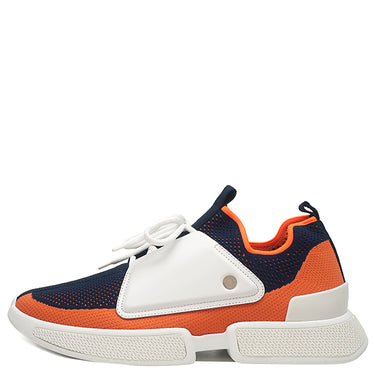 エルメス HERMES エキスパート EXPERT H221896Z ネイビーXオレンジXホワイト ファブリック レザー #41.5 スニーカー 紺 白 スリッポン メッシュ レザー 新品 未使用