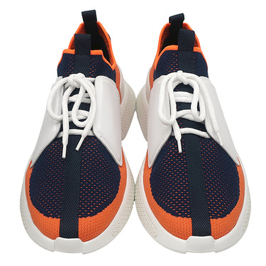 エルメス HERMES エキスパート EXPERT H221896Z ネイビーXオレンジXホワイト ファブリック レザー #41.5 スニーカー 紺 白 スリッポン メッシュ レザー 新品 未使用