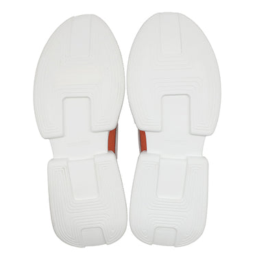 エルメス HERMES エキスパート EXPERT H221896Z ネイビーXオレンジXホワイト ファブリック レザー #41.5 スニーカー 紺 白 スリッポン メッシュ レザー 新品 未使用