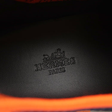 エルメス HERMES エキスパート EXPERT H221896Z ネイビーXオレンジXホワイト ファブリック レザー #41.5 スニーカー 紺 白 スリッポン メッシュ レザー 新品 未使用