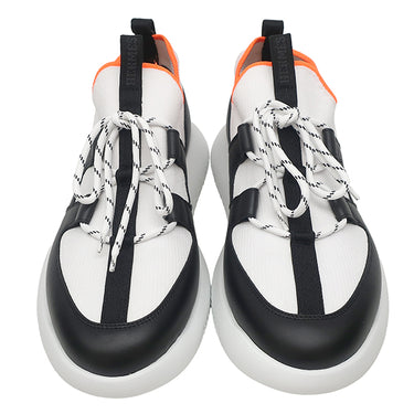 エルメス HERMES デュエル DUEL H212911Z ホワイトXブラック ファブリック レザー #41 スニーカー 白 黒 スリッポン 新品 未使用