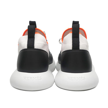 エルメス HERMES デュエル DUEL H212911Z ホワイトXブラック ファブリック レザー #41 スニーカー 白 黒 スリッポン 新品 未使用