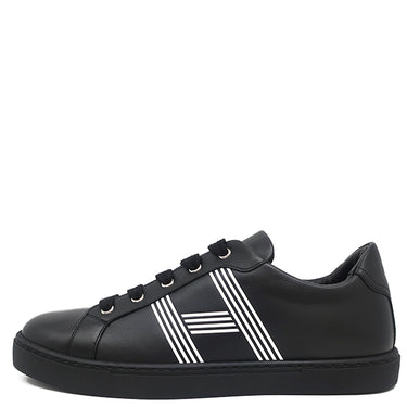 エルメス HERMES アヴァンタージュ H201459Z ブラック レザー #40.5 スニーカー 黒 白ロゴ バイアスH