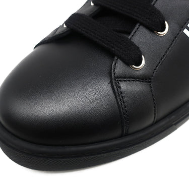 エルメス HERMES アヴァンタージュ H201459Z ブラック レザー #40.5 スニーカー 黒 白ロゴ バイアスH