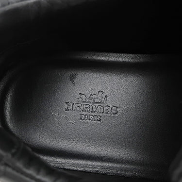 エルメス HERMES アヴァンタージュ H201459Z ブラック レザー #40.5 スニーカー 黒 白ロゴ バイアスH