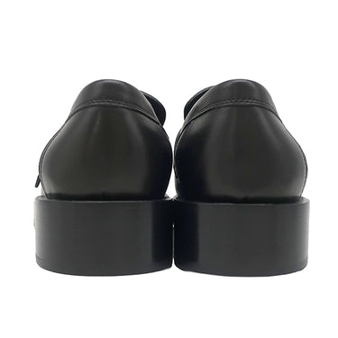 エルメス HERMES シングル モンクストラップ モカシン ブラック レザー #40.5 ローファー シルバー金具 黒 ビジネスシューズ ドレスシューズ ソルド品