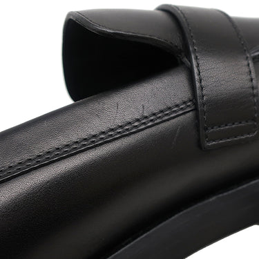 エルメス HERMES シングル モンクストラップ モカシン ブラック レザー #40.5 ローファー シルバー金具 黒 ビジネスシューズ ドレスシューズ ソルド品