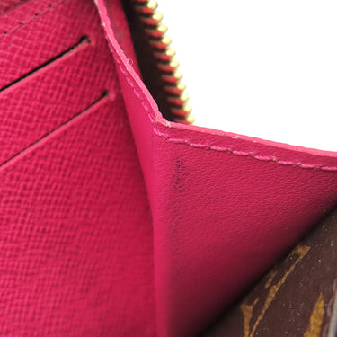 ルイヴィトン LOUIS VUITTON ポルトフォイユ クレマンス M60742 フューシャ モノグラムキャンバス 長財布 ゴールド金具 ピンク ラウンドファスナー
