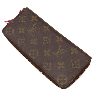 ルイヴィトン LOUIS VUITTON ポルトフォイユ クレマンス M60742 フューシャ モノグラムキャンバス 長財布 ゴールド金具 ピンク ラウンドファスナー