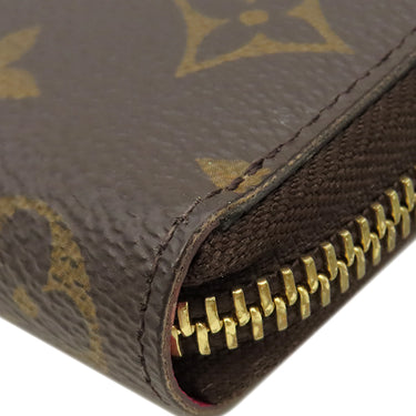 ルイヴィトン LOUIS VUITTON ポルトフォイユ クレマンス M60742 フューシャ モノグラムキャンバス 長財布 ゴールド金具 ピンク ラウンドファスナー
